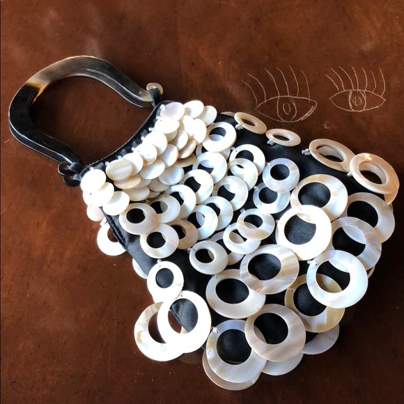 Iridescent Shell Purse with Tortoise Shell Handle - Picture 3 of 4